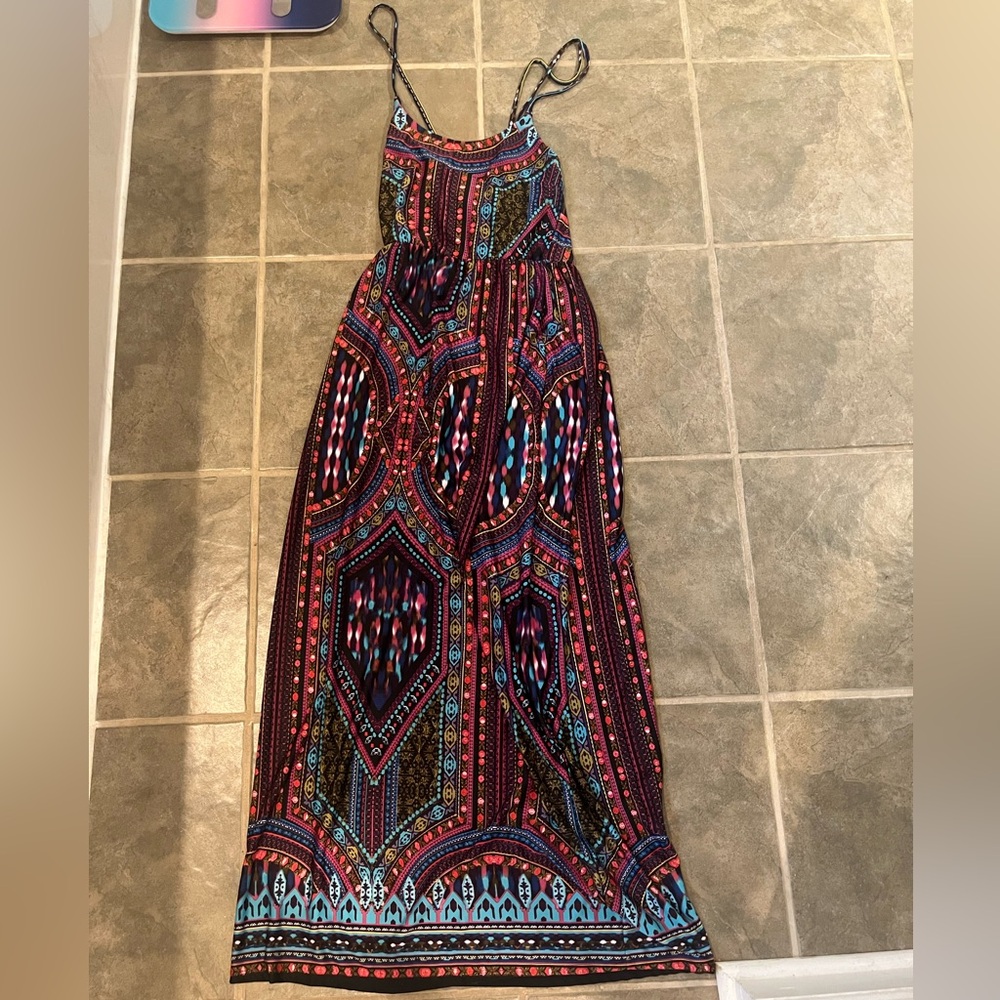 Early 2000s Charlotte Russe Jewel Toned Maxi Dress Size Small